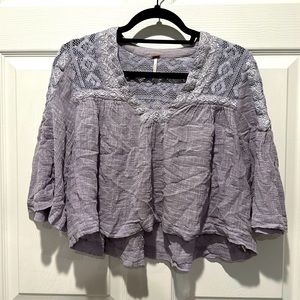 Free People Babydoll Cropped Shirt in Lavender Purple, Size XS